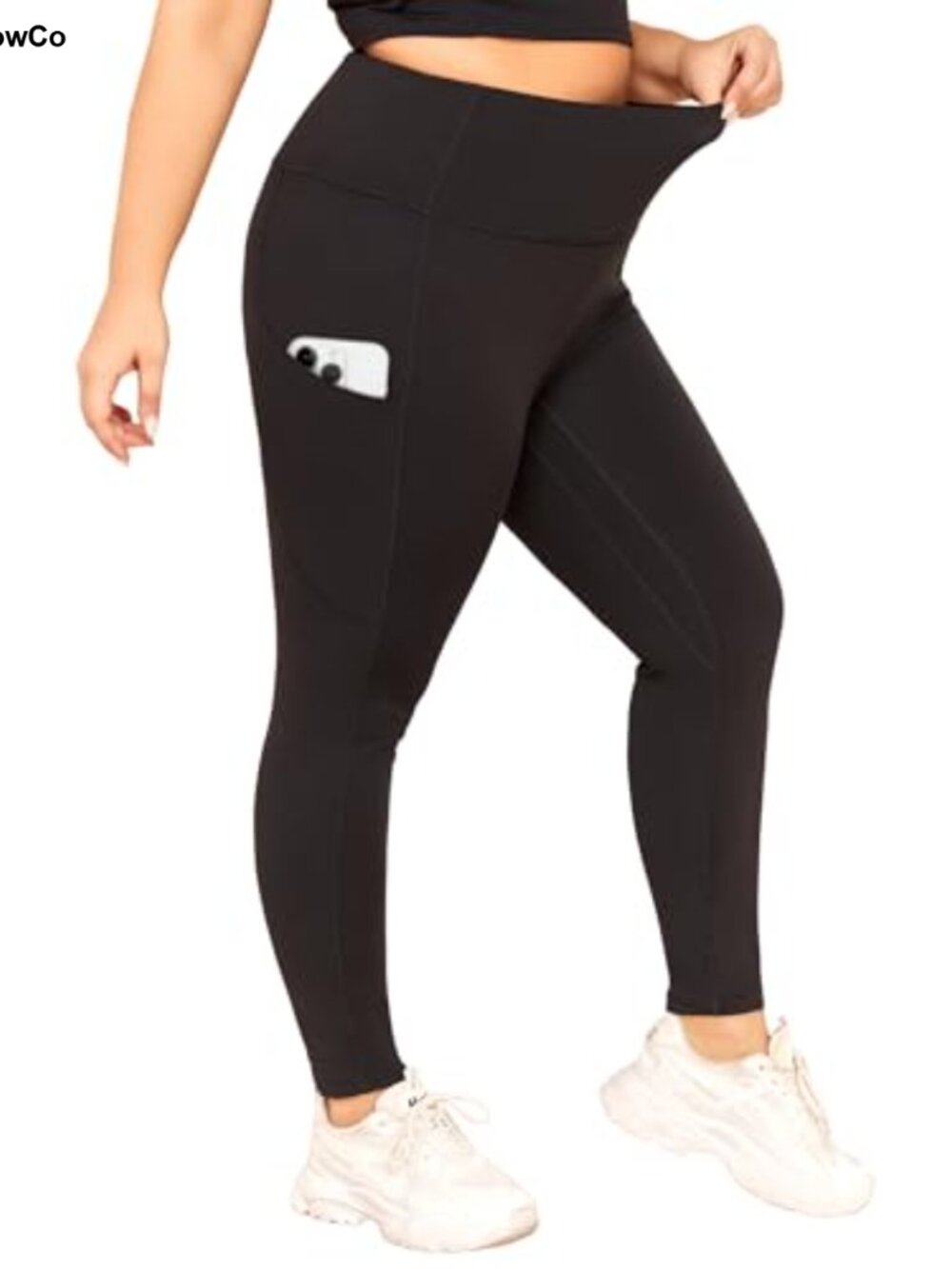 Plus Size Leggings with Pockets, High Waisted Compression Tummy Control, 7/8
